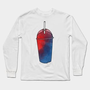 Red and Blue Slushie Watercolor Long Sleeve T-Shirt
